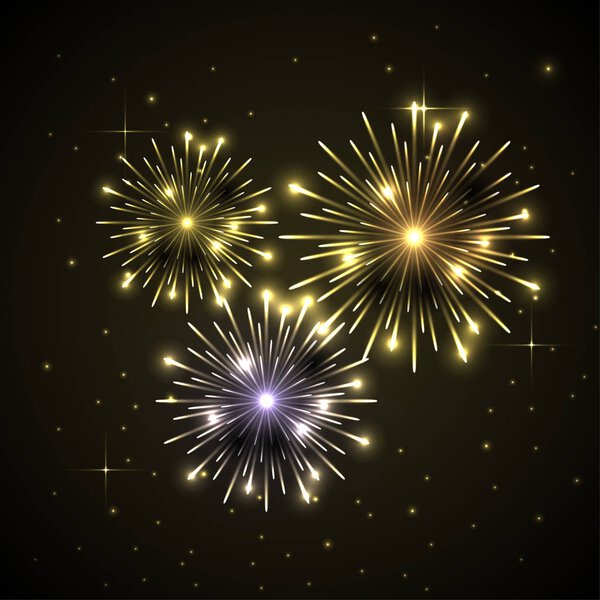 Fireworks illustration. Happy New Year 2018 concept. Christmas