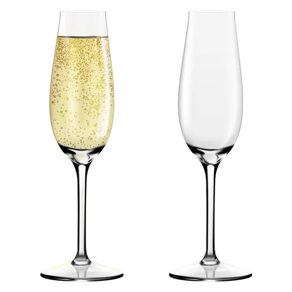 Deux verres de champagne. Joyeux Noël et bonne année — Image vectorielle