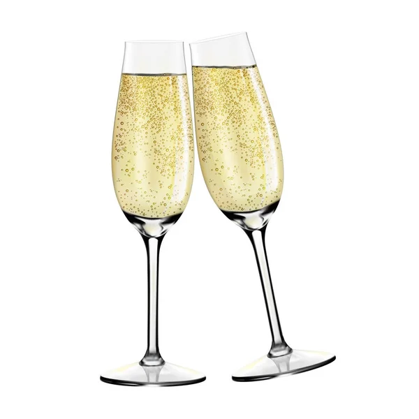 Deux verres de champagne. Joyeux Noël et bonne année — Image vectorielle