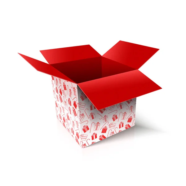 Weihnachts-Open-Box. Neujahrsgeschenk-Konzept. Vektorillustration — Stockvektor