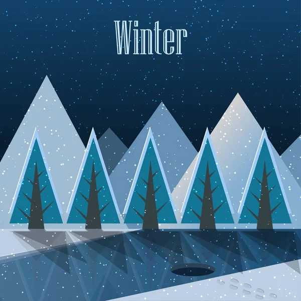 Winter. Neujahrspostkarte. Vektorillustration — Stockvektor