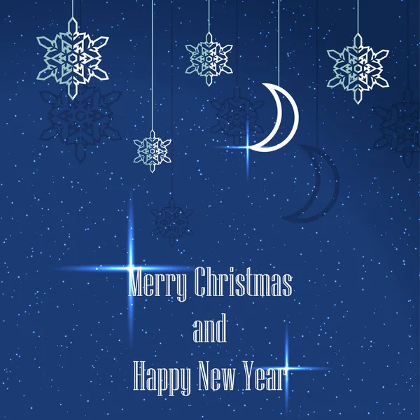 Feliz Navidad y Feliz Año Nuevo postal. Ilustración vectorial — Vector de stock