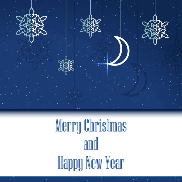 Feliz Navidad y Feliz Año Nuevo postal. Ilustración vectorial — Vector de stock