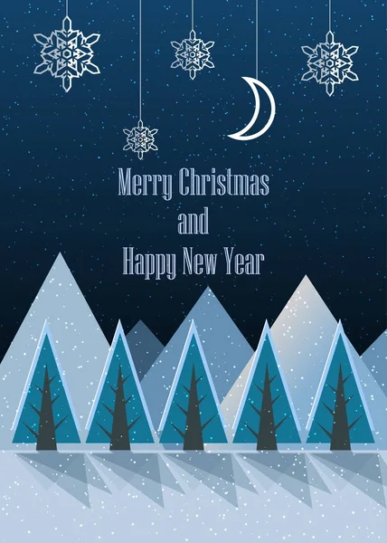 Feliz Navidad y Feliz Año Nuevo postal. El invierno. Vector — Foto de stock gratis