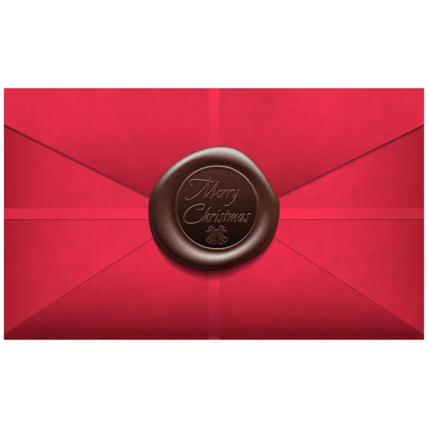Merry Christmas Envelope with wax seal. Sealing wax — Stock Vector