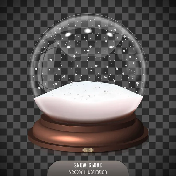 Boule à neige sur fond transparent. Joyeux Noël — Image vectorielle