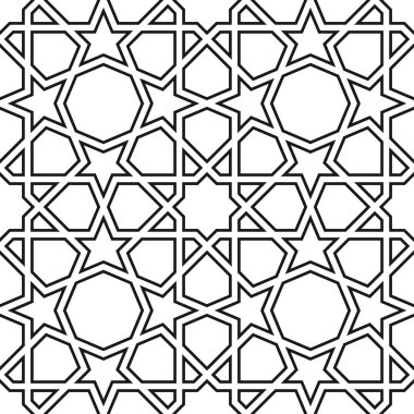 Girih pürüzsüz desen. Otantik Arap şablonu. Girih deseni. Geometrik Arap soyut arka planı. Vektör İllüstrasyonu