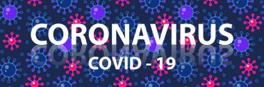 Coronavirus COVID - 2019 mavi arka plan. Coronavirus web tasarımı. Ölümcül virüs türü 2019-nCoV. Vektör İllüstrasyonu