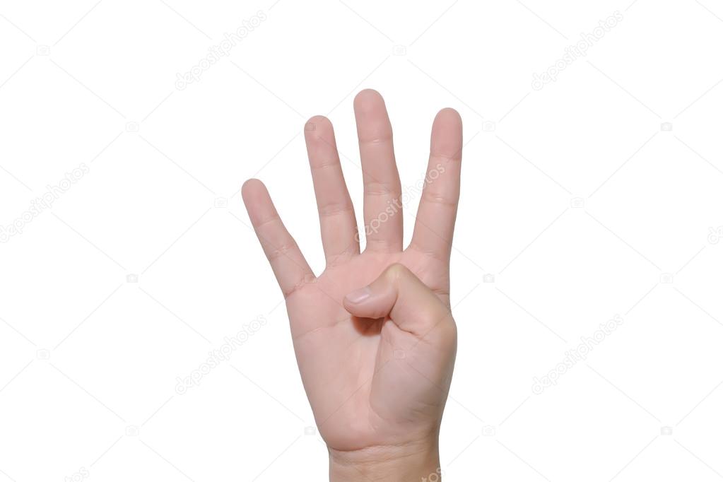 Boy four fingers up on hand