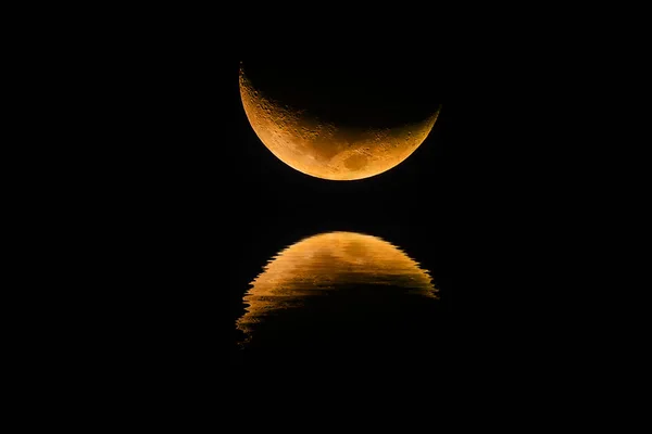 Moon crescent and shadows — Stock Photo, Image