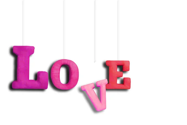 The word Love hanging on a rope on a white background — Stock Photo, Image