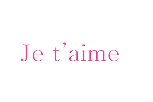 Las palabras I love you (lengua francesa) sobre un fondo blanco — Foto de Stock