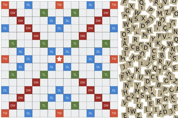 Scrabble with letter blocks which is crosswords game