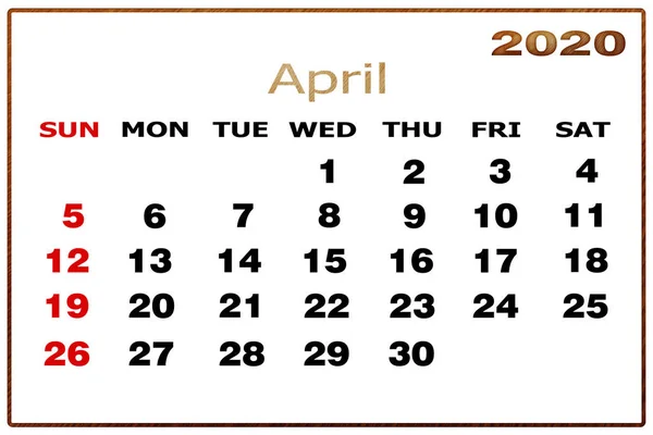 カレンダー2020年 — ストック写真