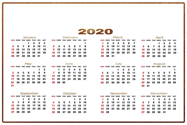 달력 2020 년 — 스톡 사진