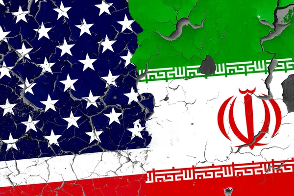 3D Flag of USA and Iran