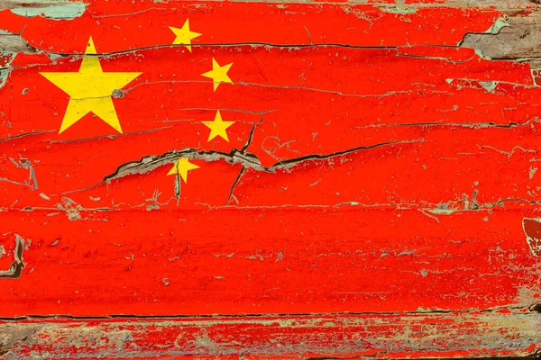 Bandeira 3D da China em madeira — Fotografia de Stock