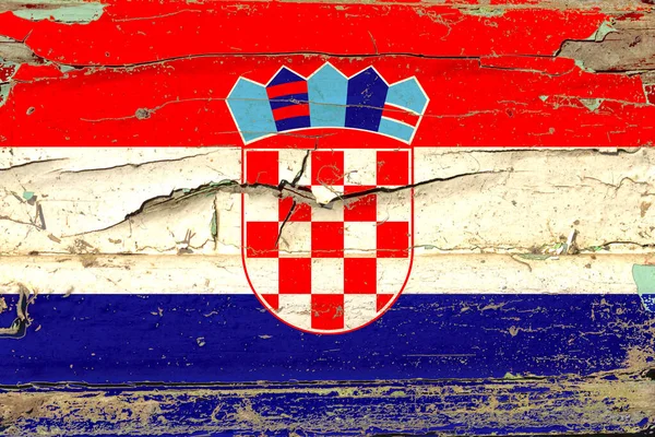 3d Vlag van Kroatië op hout — Stockfoto