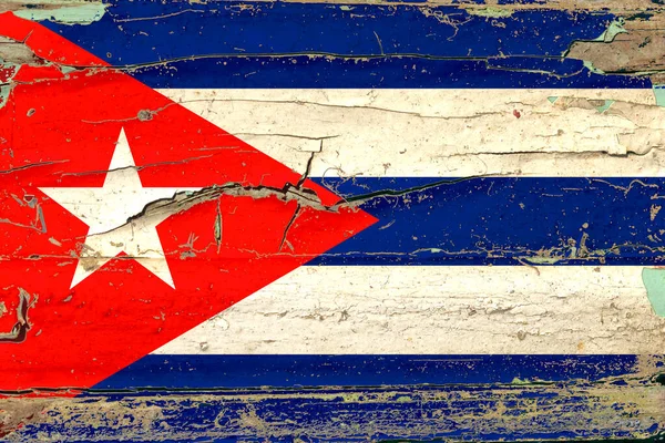 Bandera 3D de Cuba sobre madera — Foto de Stock