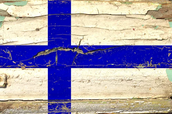 3d Flaga Finlandii na drewnie — Zdjęcie stockowe