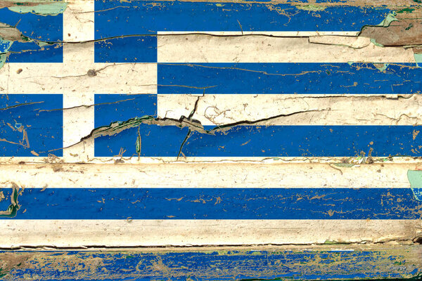 3D Flag of Greece on wood