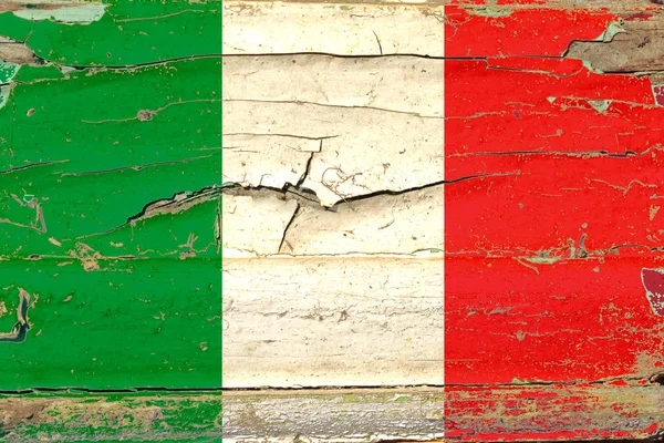 3d Flagge von Italien auf Holz — Stockfoto