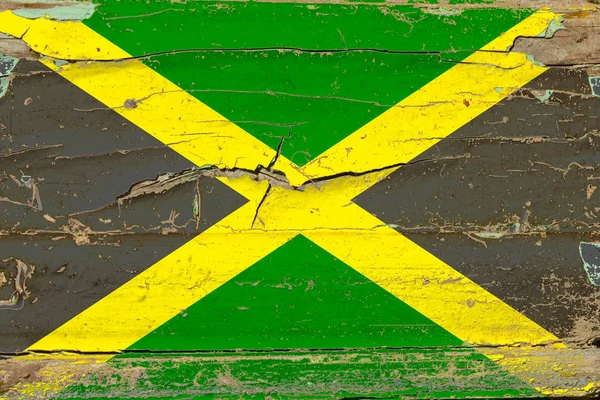 3D Flag of Jamaica on wood — 스톡 사진