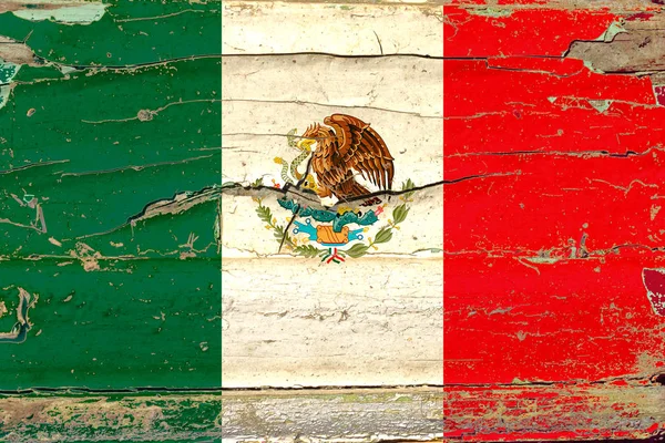 3D Flag of Mexico on wood — 스톡 사진