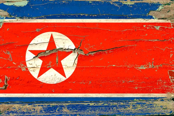 3D Flag of North Korea on wood — 스톡 사진