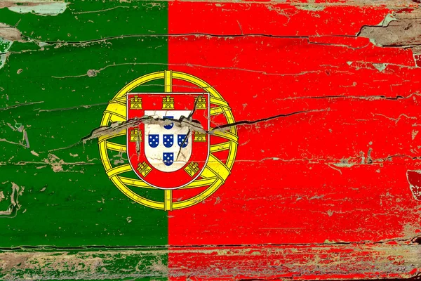 3d Flagge von Portugal auf Holz — Stockfoto