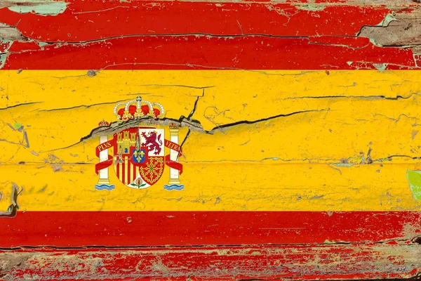 3d Fahne von Spanien auf Holz — Stockfoto