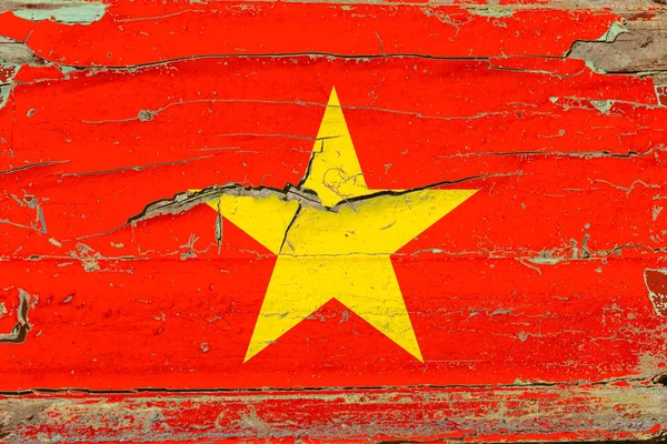 Drapeau 3D du Vietnam sur bois — Photo