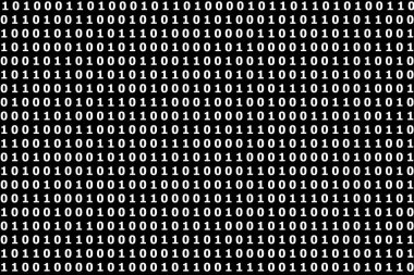 Siyah arkaplanda beyaz ikili kod.