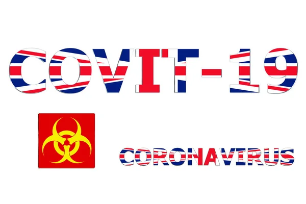 Прапор Великої Британії Текстовому Тлі Covit — стокове фото