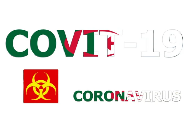 Vlag Van Algerije Een Covit Tekst Achtergrond — Stockfoto