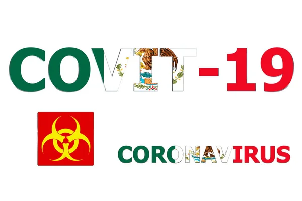 Vlag Van Mexico Een Covit Tekst Achtergrond — Stockfoto