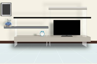 Modern oturma odası. 3B tasarım kavramı.