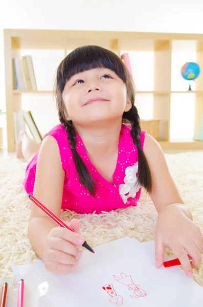 Asiatico bambino disegno — Foto Stock