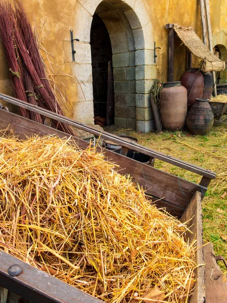 Vervoer van stro, die behoren tot een middeleeuwse tijd — Stockfoto