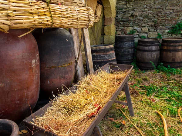 Gereedschappen en objecten die behoren tot een middeleeuwse tijdperk — Stockfoto