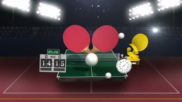 Ping pong ikonu a okolí — Stock video
