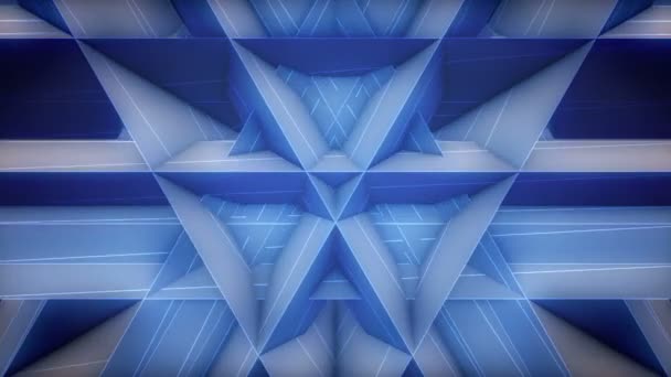 Azul triángulo patrón lazo vídeo, etapa fondo lazo película — Vídeos de Stock