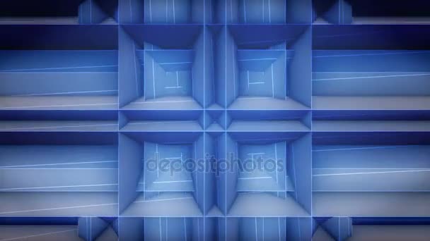 Azul rectángulo patrón lazo vídeo, etapa fondo lazo película — Vídeos de Stock
