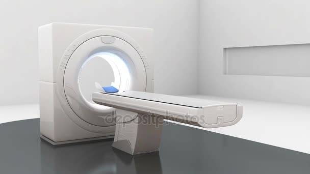 Scanner TC a raggi X, tecnologia di diagnosi medica.MRI, bianco.1 — Video Stock