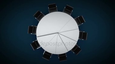 Konferans tablo değişiklikleri pasta grafik, yüzde 50 belirtti. business Oda, Toplantı Salonu.