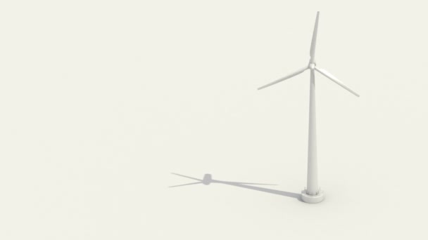 Větrná turbína na bílém pozadí. Eco energy.presentation (zahrnuty alfa) — Stock video