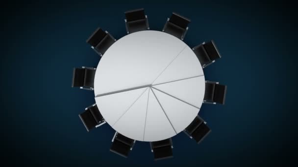 Konferens bord förändringar cirkeldiagram, uppgav 80 procent. Dubbelrum, konferensrum. — Stockvideo