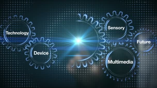 Equipo con palabra clave, Tecnología, Dispositivo, Sensorial, Futuro, Multimedia, Businessman touch screen 'VR' (incluido alpha ) — Vídeo de stock