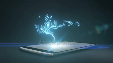 Anahtar, devre şeklinde tahta ışık çizgi, güvenlik teknoloji üstünde akıllı telefon, telefon, akıllı yastık, yapay zeka 1 büyümek