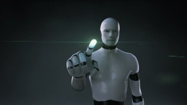 Robot cyborg yapılan eko yeşil araba dokunmadan bırakır. yapraklar.